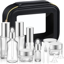 Jingmore 13 Pcs Glass Skincare Travel Containers Mini Makeup Silver picture