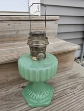 Antique Aladdin Model B Jadeite Green Moonstone Corinthian Oil Lamp W/O Chinney picture