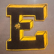 Vintage 1940s 50s Felt Novelty Co Chenille Varsity Letter E Tiger Patch LA picture