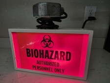 Custom Made Industrial Biohazard Authorized Personnel Only Lighted Box Sign EUC  picture