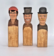 Vintage Svend Elmstedt Wood Carvings Lot of 3 Signed ELM Flat Plane Folk Art 5” picture