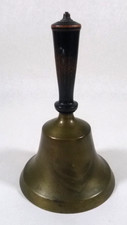 Antique 1900s Hand-Held Brass School Bell, Dinner/Town Crier Bell-10