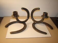 Old West Candle Holders made from Cast Iron Horse Shoe Real nice Rustic  Set picture