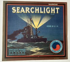SEARCHLIGHT Brand Scarce Original c. 1940 California Orange Crate Label picture