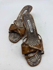 Pre-Owned Manolo Blahnik Brown Size 8.5 Mule Heels picture
