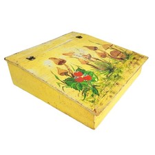 Vintage 60s Garden Mushrooms Hinged Lap Desk Stationary Box Hand Painted Signed picture