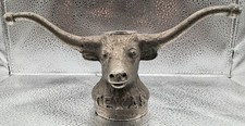 Vintage Texas Longhorn Steer Radiator Cap Mascot Ornament Cast Metal 9