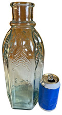 Antique 1860s Gothic Cathedral Pickle Jar 13 3/8” Aqua Rolled Lip Mint picture
