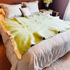 vtg Chatham 100% virgin wool blanket green with satin edge 78