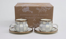 Mackenzie Childs Sterling Check Expresso Cup & Saucer Set picture