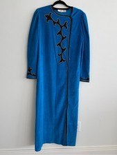 Vintage Oscar de la Renta Electric Blue Maxi Dress Appliqué picture