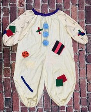 Vintage Kids Halloween Clown Costume Homemade Pom Pom One Piece Floral Ducks picture