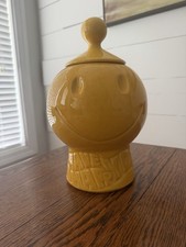 VTG McCoy Cookie Jar “Have A Happy Day” Smiley FaceUSA Pottery Yellow picture