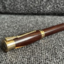 Over Under Shotgun Rollerball Pen Wood 24K Gold 12 Gauge Rifle Clip picture