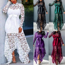 Women Party Evening Lace Dress Maxi Long Sleeve Dress Bodycon Fashion Plus Size picture
