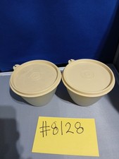 Set of 2 Tupperware Refrigerator 14oz Storage Bowl Container  #148 w/ Tan Seals picture