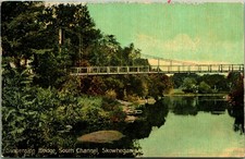 Suspension Bridge South Channel Skowhegan Maine ME UNP DB Postcard 1910s picture