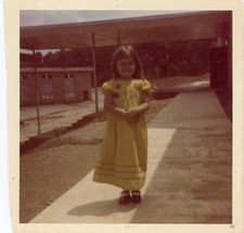 Vtg 1970s Found Photo Girl Posing in Easter Dress Mary Janes Snapshot picture