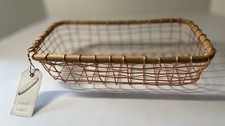 NWT Anthropologie Farmhouse Bread Basket Copper Wire w/ Wood Rim 11” SALE picture