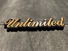 Huge Vintage Hand Carved & Painted Wooden Sign - Unlimited Sign 7’ Advertising picture