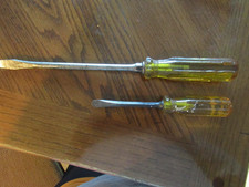 Vtg. Stanley 100 plus Screwdrivers-Set of 2 USA Flat Phillips - Yellow Handled picture