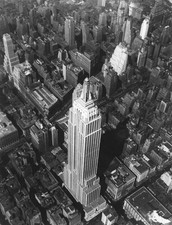 An aerial view Empire State Building surrounding blocks New York T- Old Photo picture