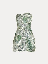NWT Oscar de la Renta Geometric Sequin Rosette Mini Dress picture