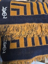 2 Vtg 70s Yves Saint Laurent x Fieldcrest Blue and Gold Stripe Bath Towel 26x43” picture