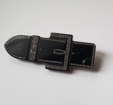 MIUMIU Buckle Bijou Brooch Swarovski Crystal Bakelite Jewelry Used picture