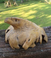 Gorgeous Carved Wood Eagle Bird One Of A Kind Primitive Work Of Art picture