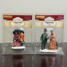 Lot Of 2 Lemax Christmas 2006 Retired Figurines “Shoppers” “Catch The Train” NIB picture