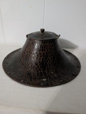 Antique Gustav Stickley Arts & Crafts Hammered Copper Inkwell Mission Patina picture