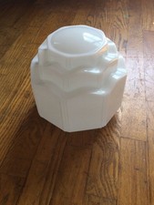 Vintage 1930s Art Deco Milk Glass Skyscraper Ceiling Light Shade 7.5