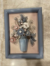 Vintage Pol-O-Craft Floral Nail Art Wall Decor Plaque MCM 8x6 Pauline Owens 1977 picture