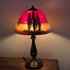 Moe Bridges Table Lamp Reverse Painted  Sunset Landscape Shade picture