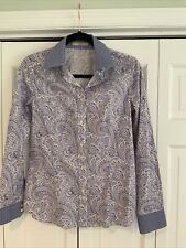 ETRO Collared Button Down 44 Blue Paisley Women  picture