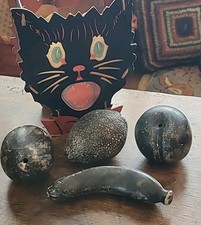 Stone Fruit Halloween Antique Display ORIGINAL BLACK Paint Set 4 EXTRA RARE picture