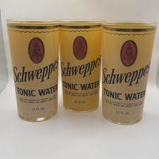 (3) Vintage Schweppes Tonic Water 12 oz Advertising Glasses - 6 In Tall picture