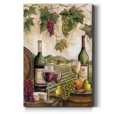 Renditions Gallery Vineyard Wall Art, Red & White Wine, Cheese & Grapes, 24x36 picture