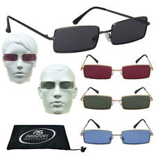 Super Retro Rectangle Shape Sunglass Wire Metal Frame Grey Red Green Light Blue picture