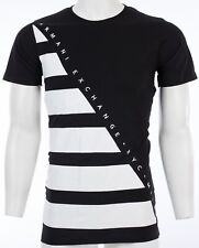 ARMANI EXCHANGE Diagonal Stripe Black Designer SLIM Fit Mens T-shirt S-2XL NWT picture