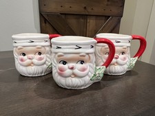 VTG Set Of 3 Josef Originals Santa Claus Mugs, Mid Century Christmas Decor picture
