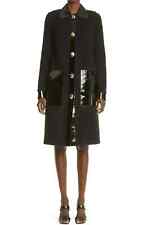 St. John Collection 289202 Leather Boucle Wool Blend Knit Jacket, Size 12 Black picture
