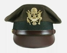 US Army Officers Visor Cap Chocolate All Sizes Repro WW2 Crusher Service Hats picture