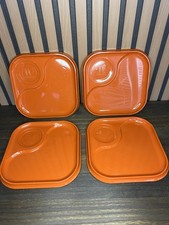 4 VINTAGE WHATABURGER ORANGE FOOD SERVING TRAYS LOT COLLECTIBLE picture