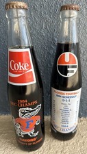 Vintage Florida Gators Champs Two Full 10 ounce Coke Glass Bottles 1984 picture