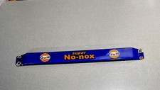 VINTAGE 32” GULF GASOLINE DOOR PUSH BAR PORCELAIN SIGN CAR MOTORCYCLE GAS OIL picture