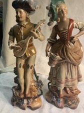 Antique 1880s German Porcelain Figurine Pair Crown AR August Rappsilber Couple picture