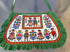 Vintage 1970s Kolf Austria Folk Art Apron Alpine Couple Floral Cotton Kitchen picture