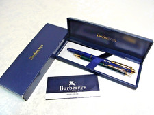 Burberry Blue Marble 3‑color & Green Ballpoint Pen Gold Trim with Box Mint picture